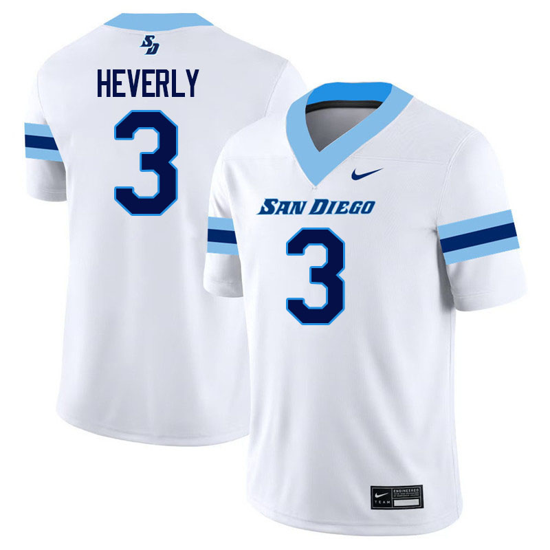 San Diego Toreros #3 Josh Heverly College Football Jerseys,Uniforms-White